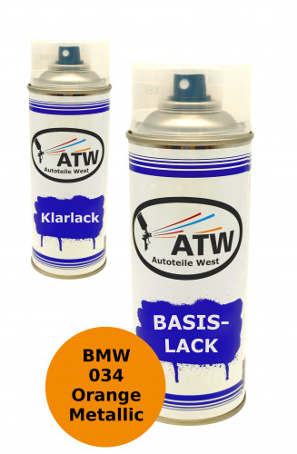 Autolack für BMW 034 Orange Metallic +400ml Klarlack Set